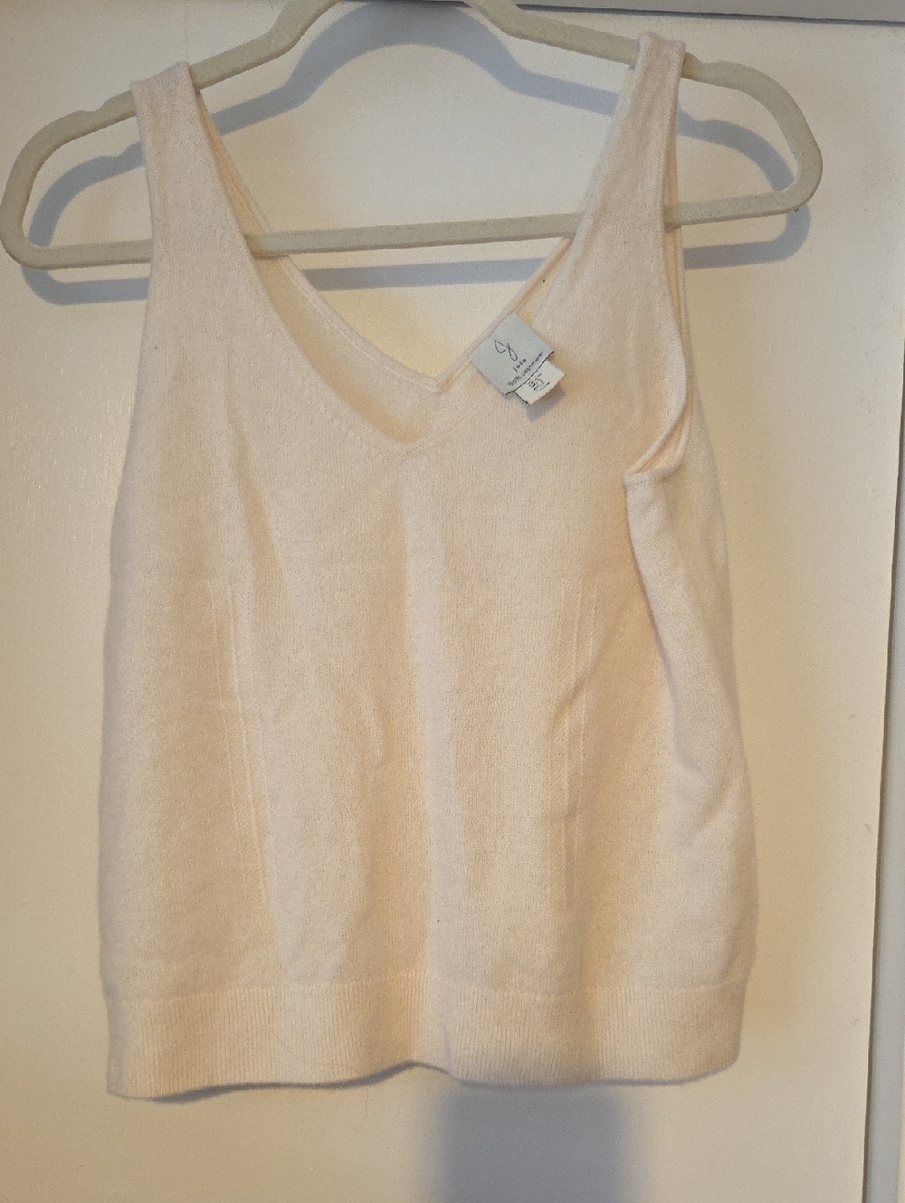 Joie Cream Cashmere V-Neck Knit Tank Top